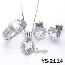 Серьги Micro Pave Heart CZ 925 (стерлинговое серебро) (YS-2114)